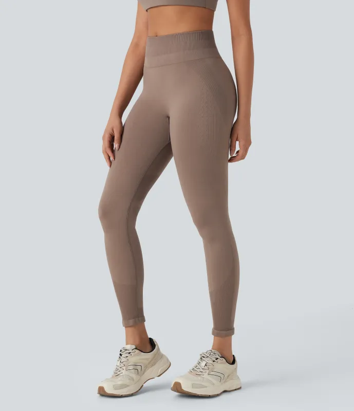 Halara Leggings deportivos de tiro alto sin costuras 7/8 de largo - Ginger Snap - XL(7/8) sold by Halara