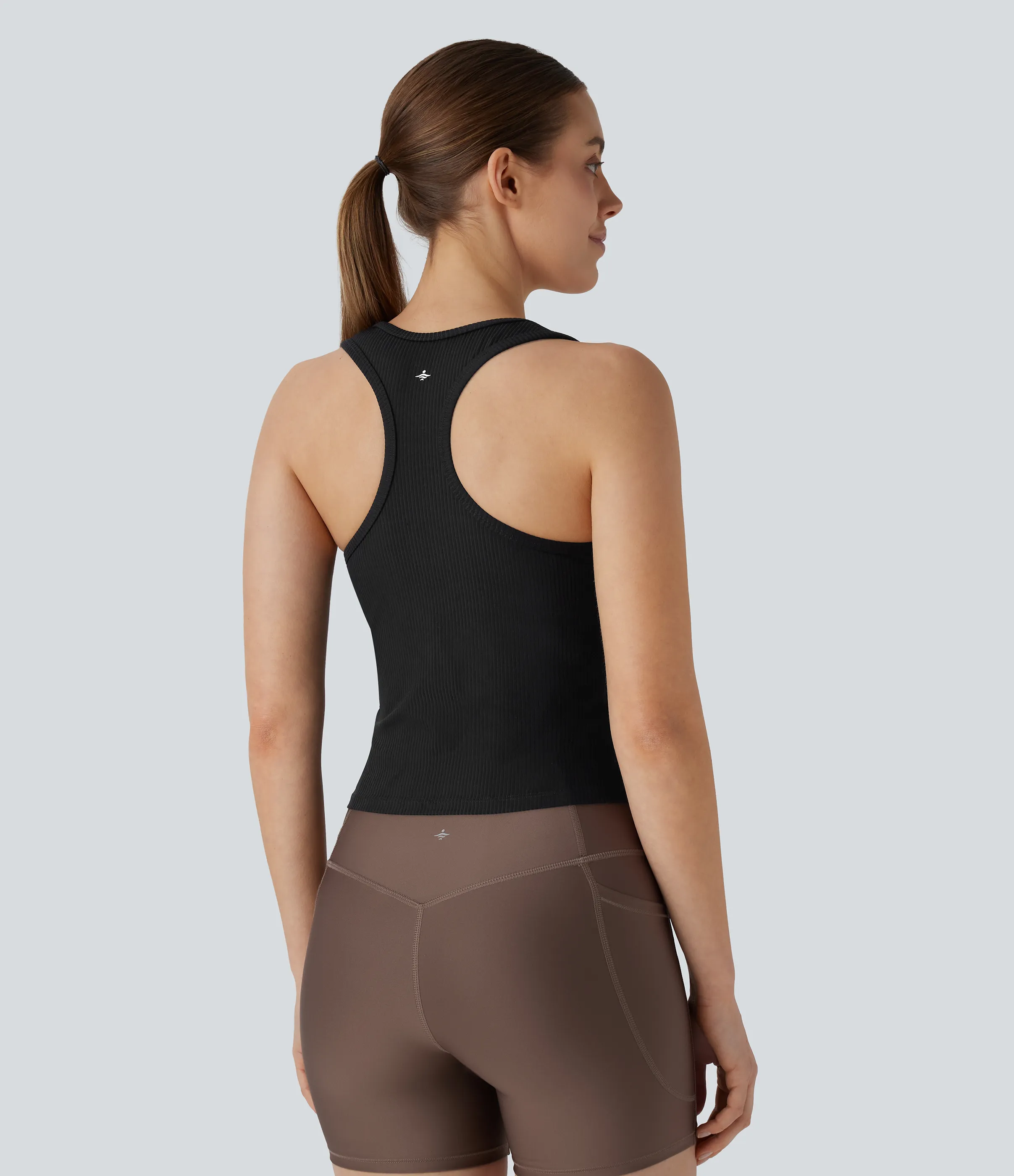Halara Camiseta de yoga sin mangas con espalda de nadador y canalé - Black - S sold by Halara product image thumbnail 3