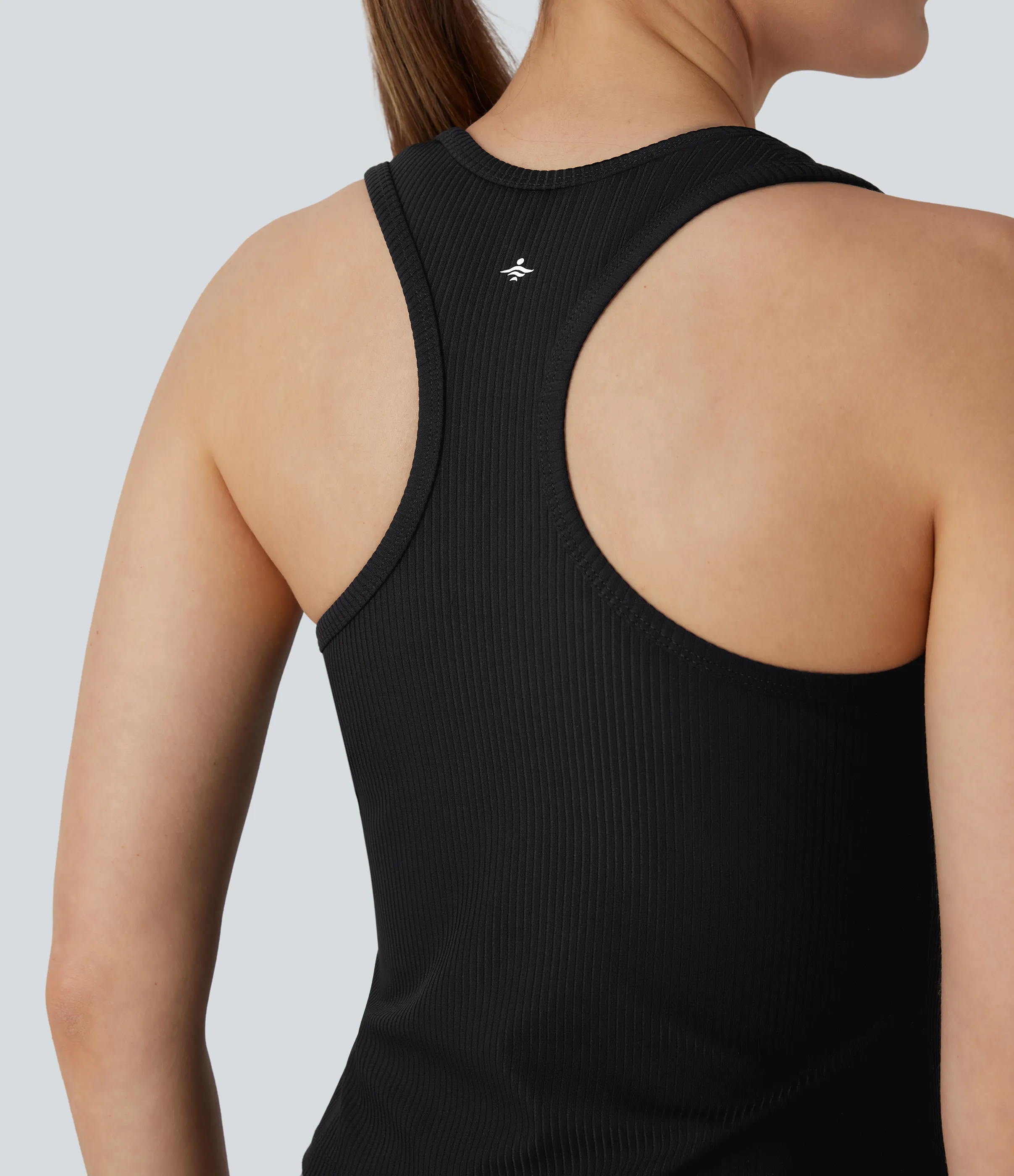 Halara Camiseta de yoga sin mangas con espalda de nadador y canalé - Black - S sold by Halara product image thumbnail 5
