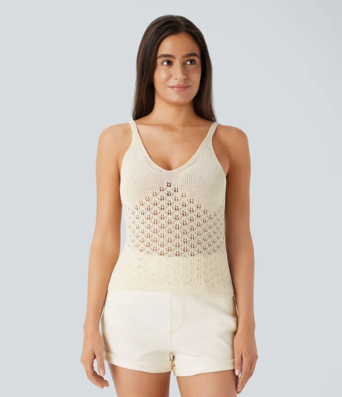 Halara Suéter sin mangas cuello V abertura espalda - Light Beige - S sold by Halara