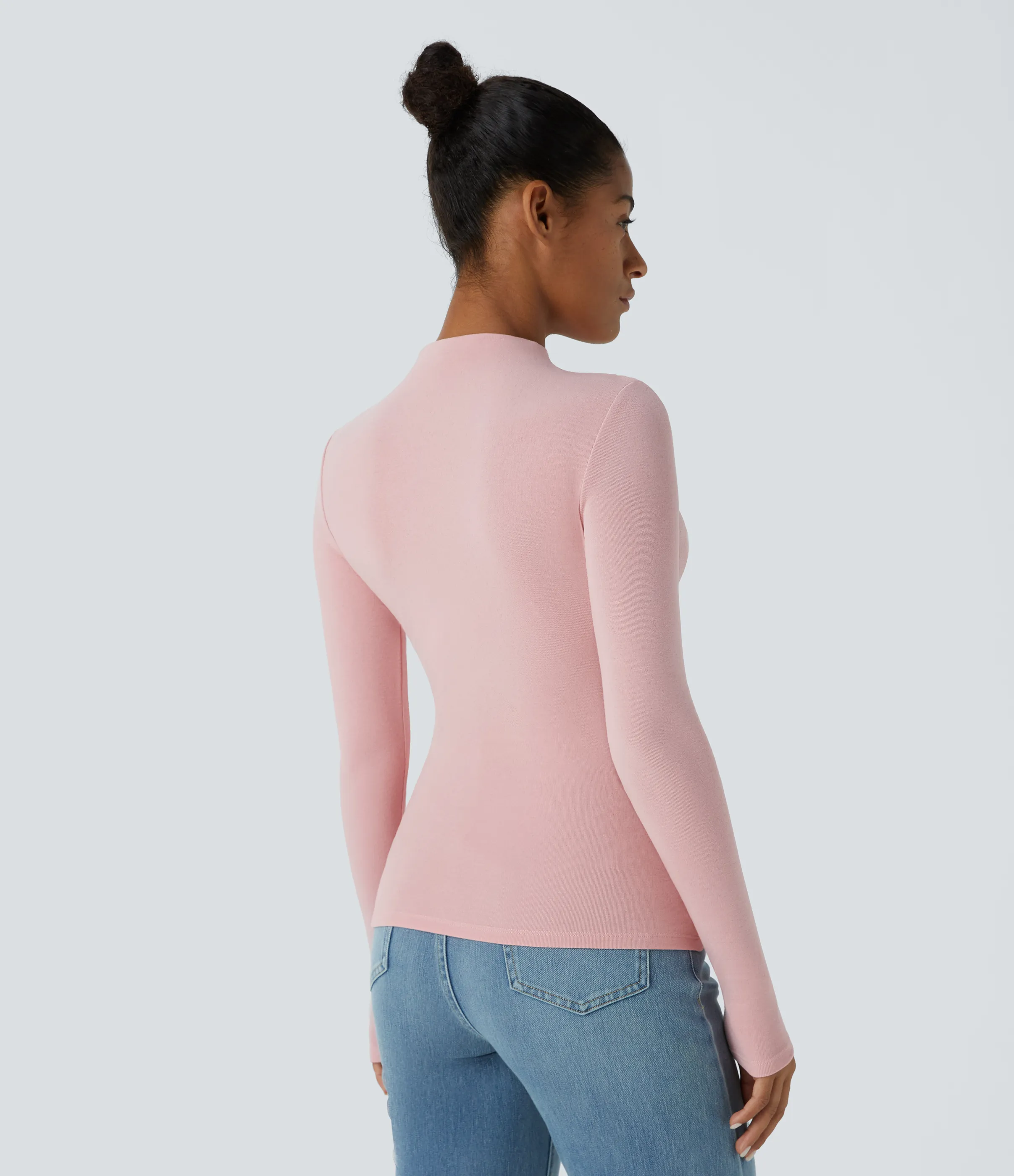Halara Top térmico ajustado manga larga cuello alto fruncido - Dirty Pink - XL sold by Halara product image thumbnail 3