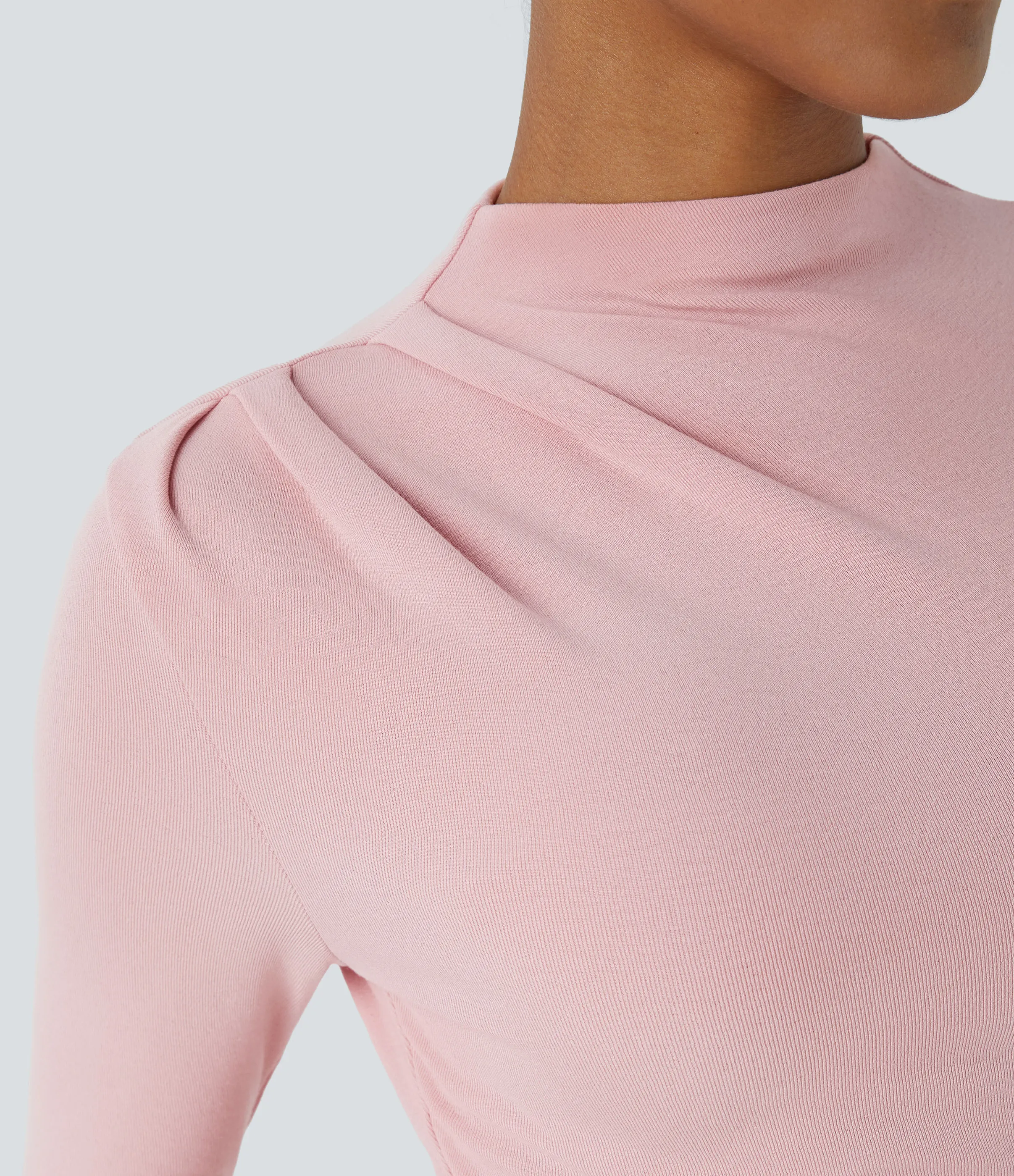 Halara Top térmico ajustado manga larga cuello alto fruncido - Dirty Pink - XL sold by Halara product image thumbnail 5