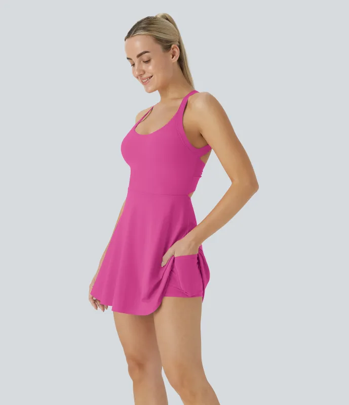 Halara Vestido Softlyzero™ Airy deportivo activo baile tacto fresco sin espalda retorcido - Edición Easy Peezy - Fuchsia Fedora - XL sold by Halara