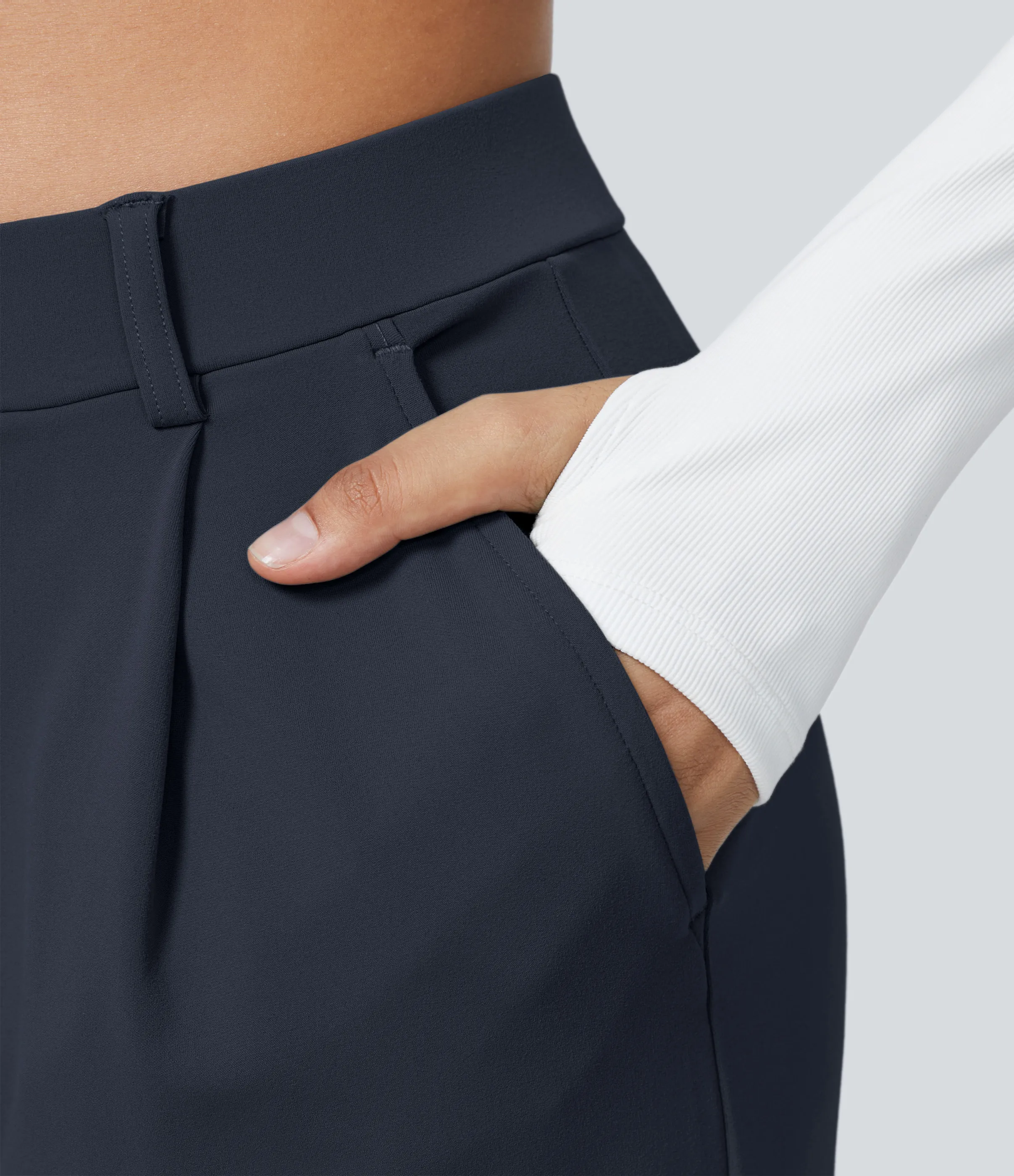 Halara Pantalón oficina pierna recta bolsillo lateral tiro alto pliegue - Midnight Blue - XL(extall) sold by Halara product image thumbnail 5