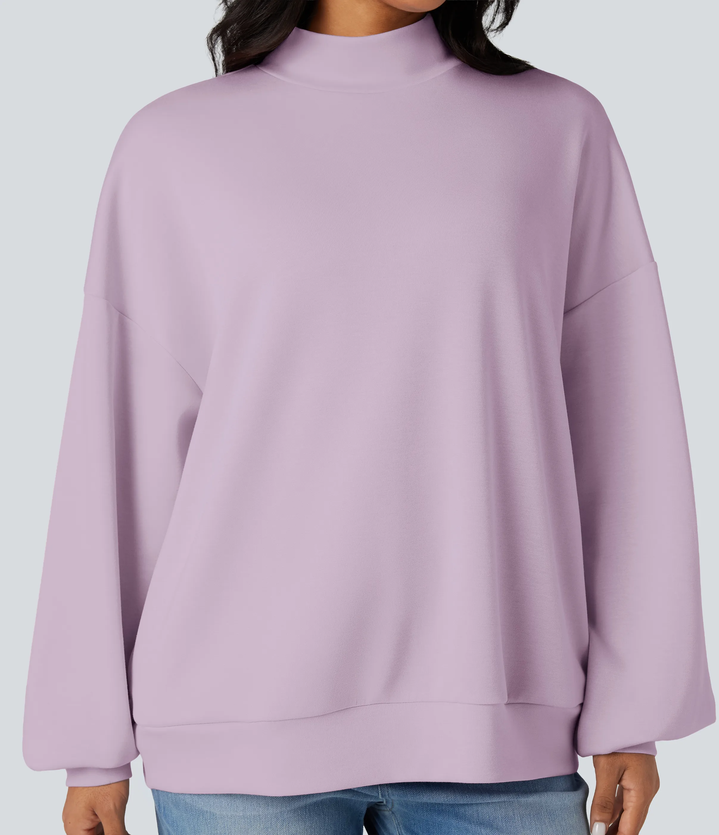 Halara Sudadera casual holgada de cuello alto con bolsillos - Fair Orchid - M sold by Halara product image thumbnail 5