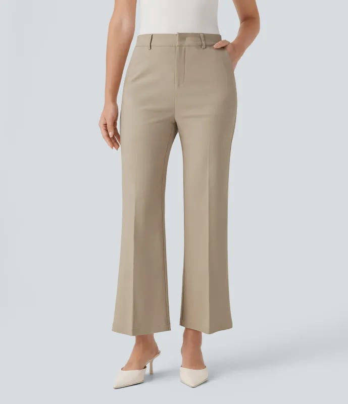 Halara Pantalón oficina acampanado hasta tobillo bolsillo lateral tiro alto - Humus - L(regular) sold by Halara