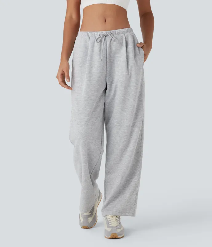 Halara Pantalones rectos de yoga de tiro bajo con cordón y bolsillos - Mottled Grey - XL(regular) made by Halara