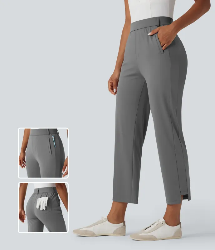 Halara Pantalones de golf tobilleros de tiro alto de secado rápido con bolsillos y protección solar UPF 40+ - Steel Gray - S(regular) sold by Halara