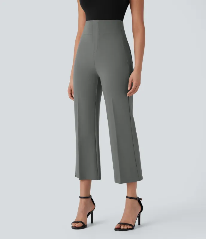 Halara Pantalones de oficina Halara Flex™ de tiro alto con moldeador de abdomen con control de abdomen y bolsillos traseros laterales de corte ligeramente acampanado - Putty Gray - XL(regular) sold by Halara
