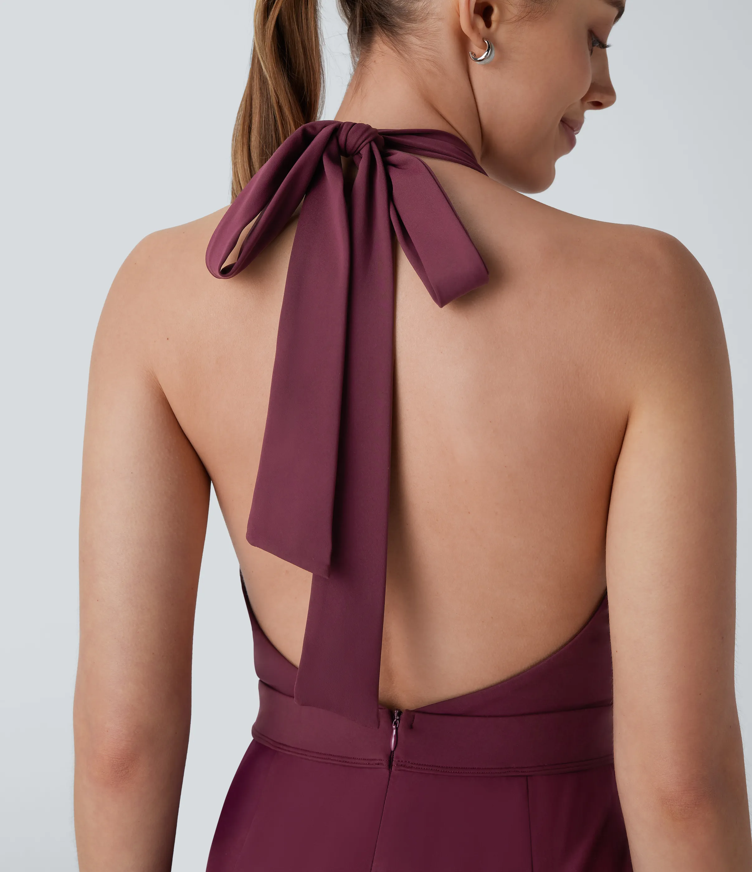 Halara Mono Breezeful™ resort secado rápido cuello halter sin espalda cierre invisible bolsillo lateral - Amaranth - L(regular) sold by Halara product image thumbnail 5