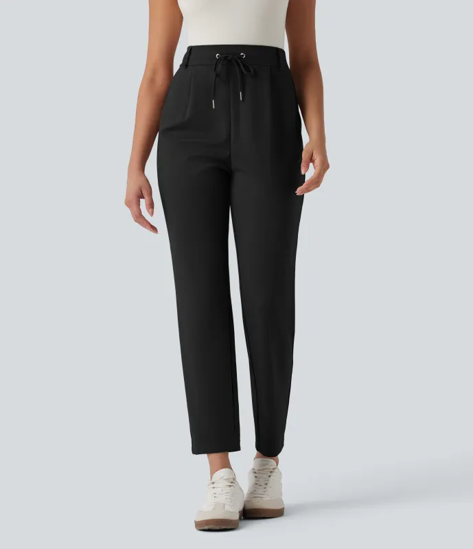 Halara Pantalones casuales ajustados de tiro alto con cordón y bolsillos - Black - XS(regular) sold by Halara