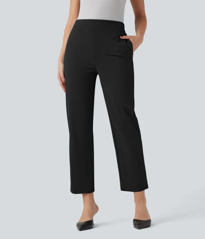 Halara Pantalones de oficina rectos de tiro alto en 7/8 con bolsillos - Black - S(regular) sold by Halara