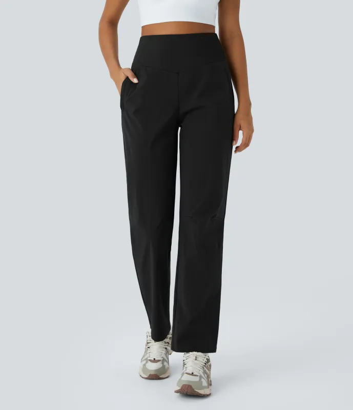 Halara Pantalón acampada tela antidesgarro bolsillo lateral cremallera invisible tiro alto repelente agua - Black - S(regular) sold by Halara