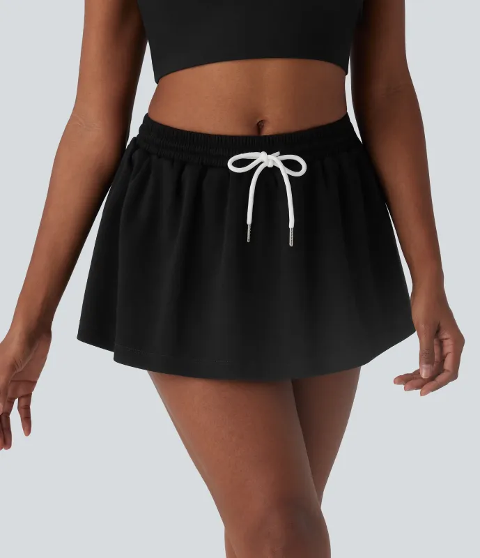 Halara Minifalda casual 2 en 1 de corte A con cordón y tiro bajo - Black - XS(regular) sold by Halara