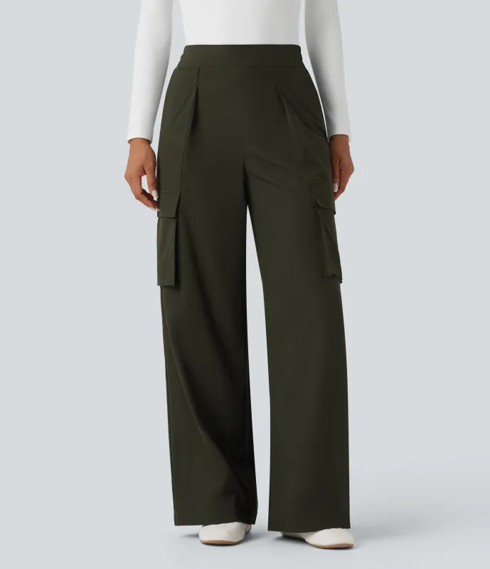 Halara Pantalones de viaje de tiro alto y pierna ancha con bolsillos - Rosin - XS(regular) sold by Halara