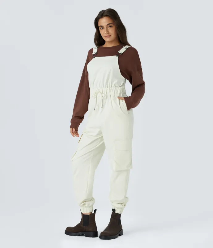 Halara Mono cargo correr senderismo repelente agua resistente desgaste correa ajustable cordón múltiple bolsillo - Oak White - S(regular) sold by Halara