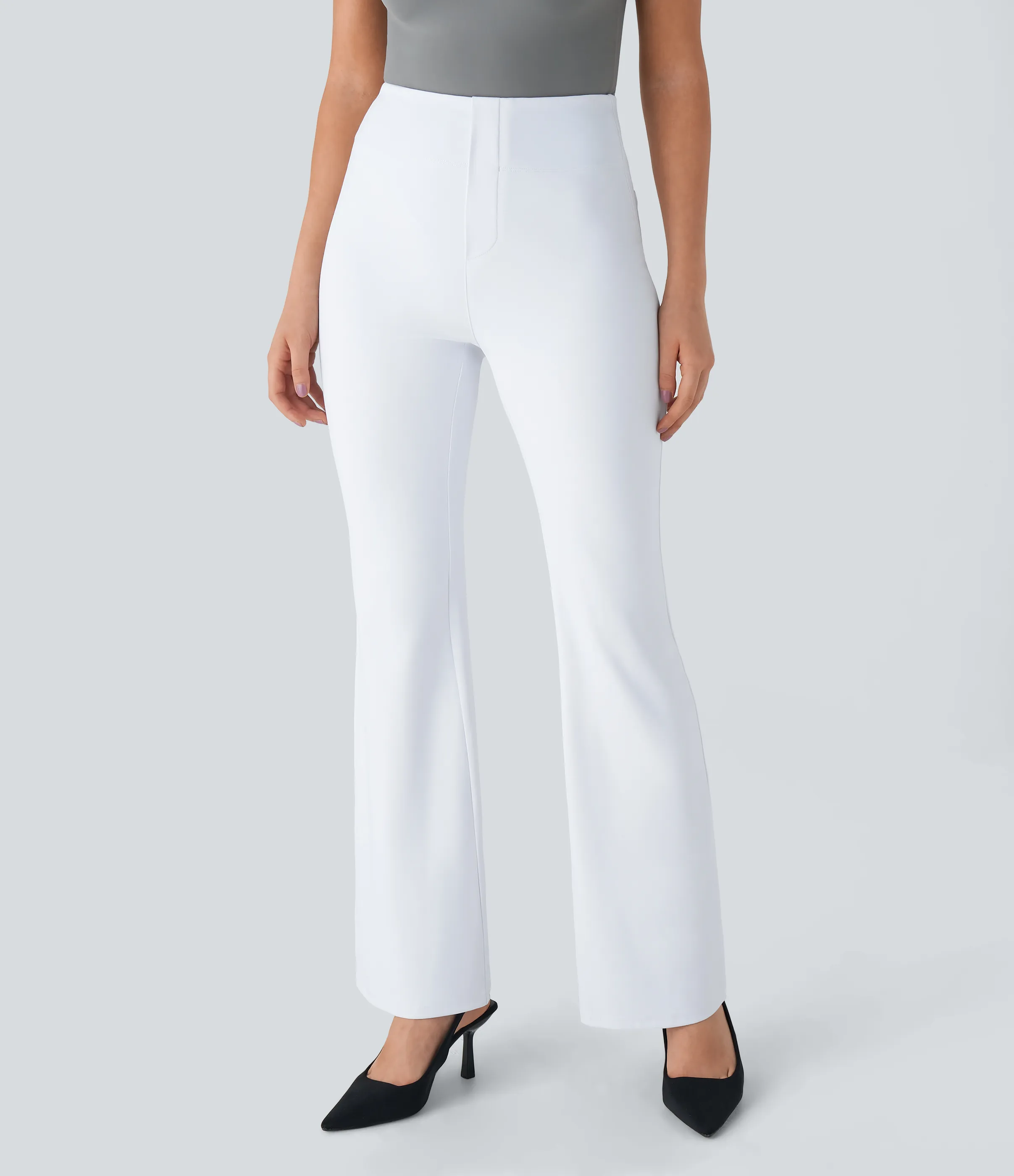 Halara Pantalón Halara Flex™ oficina tiro alto bolsillo trasero ligero acampanado - White - XS(regular) sold by Halara product image thumbnail 4