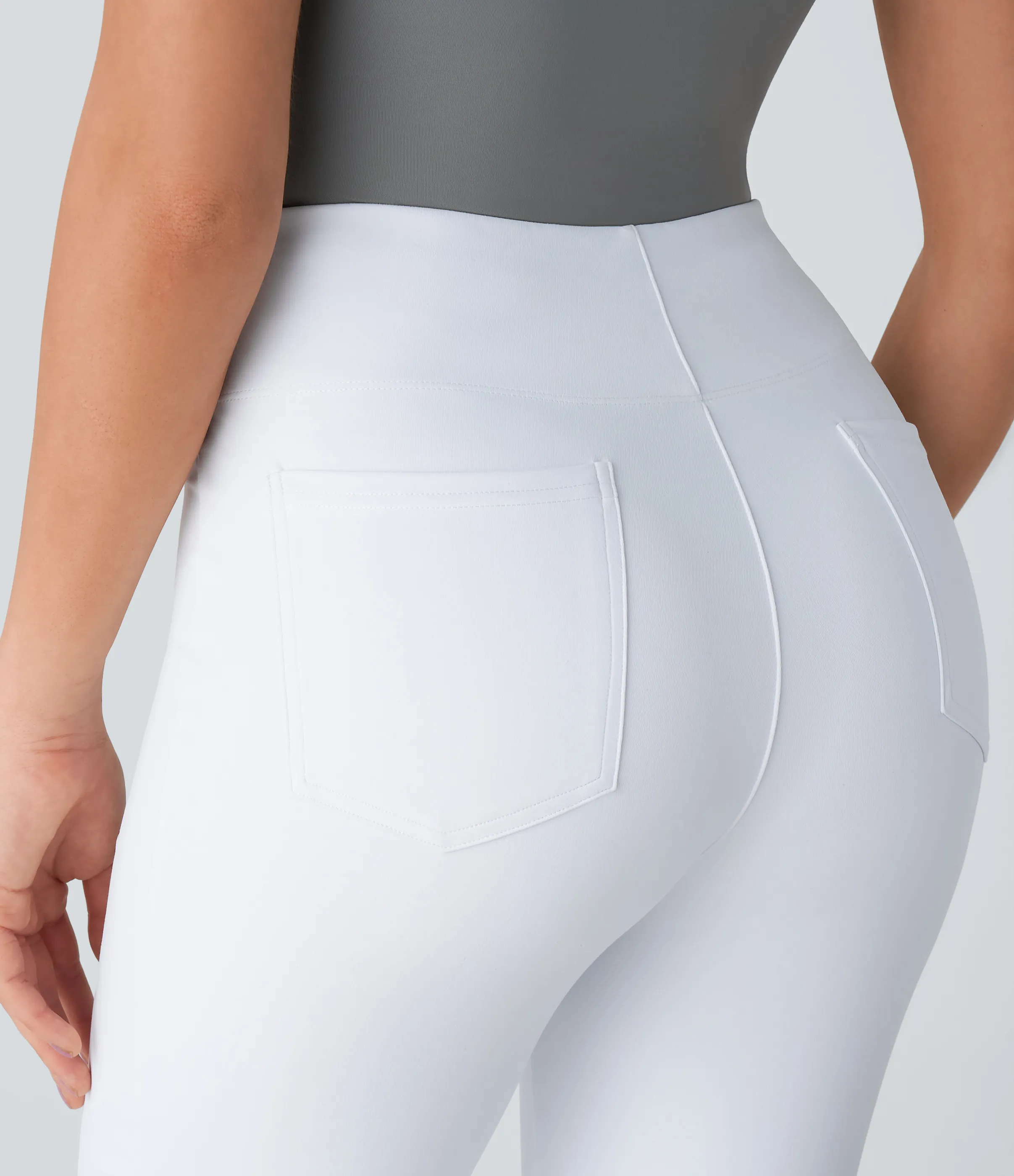 Halara Pantalón Halara Flex™ oficina tiro alto bolsillo trasero ligero acampanado - White - XS(regular) sold by Halara product image thumbnail 5