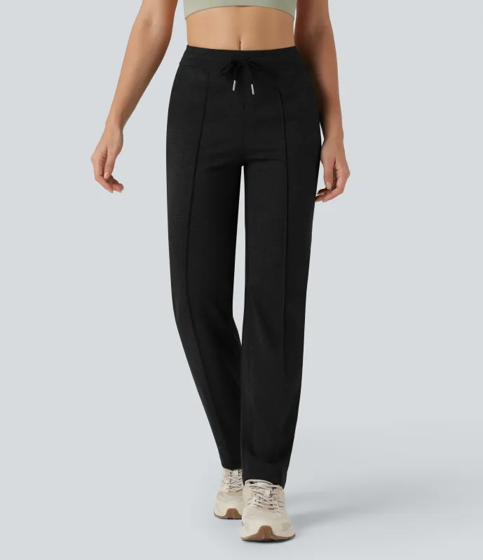 Halara Pantalones de entrenamiento de tiro medio con cordón y pierna recta con bolsillos - Coal Fade - XS(regular) sold by Halara