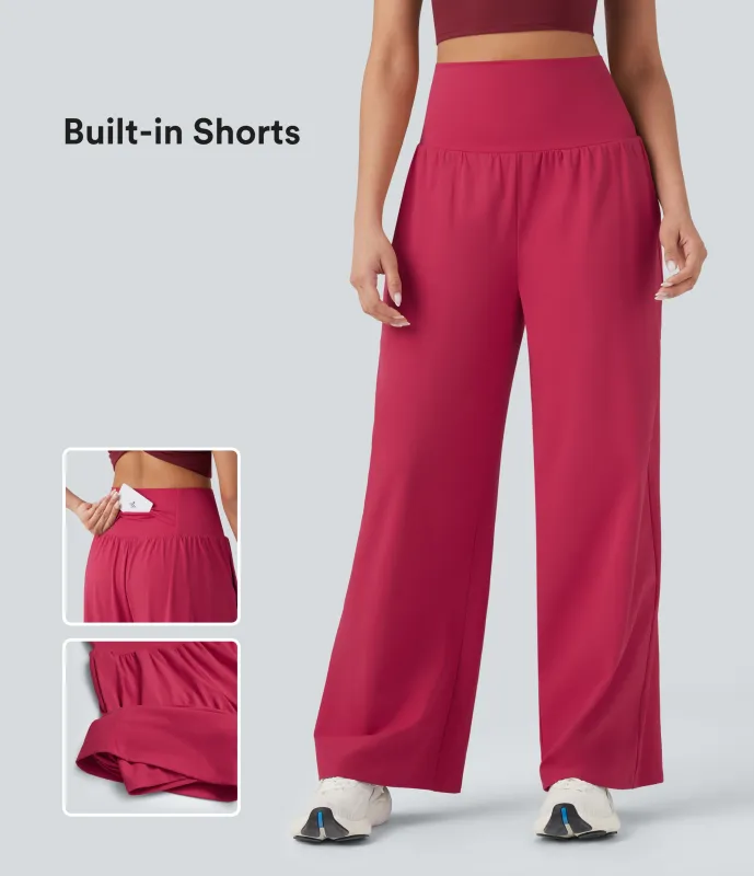 Halara Pantalones de yoga rectos Softlyzero™ Airy 2 en 1 de tiro alto fresco al tacto y con bolsillos - Winterberry - XS(regular) sold by Halara