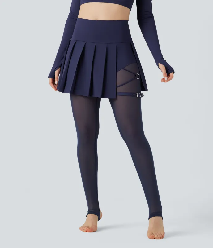 Halara Leggings Breezeful™ de tiro alto plisados 2 en 1 de malla en contraste con secado rápido, estribos y bolsillos - Patriot Blue - L(regular) sold by Halara