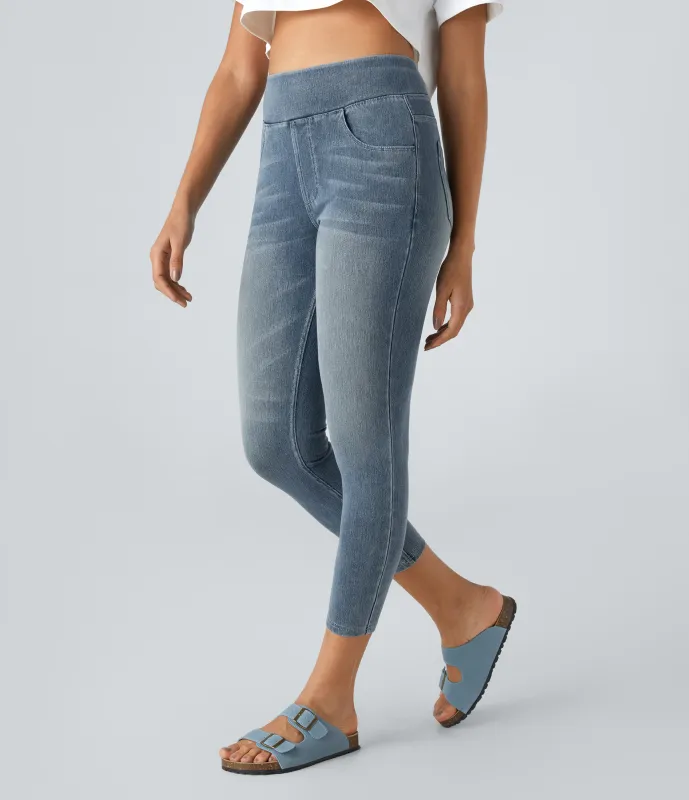 Halara Leggings Halara Flex™ Denim mezclilla elástico bolsillo trasero tiro alto - Blue Gray Denim - S(7/8) sold by Halara