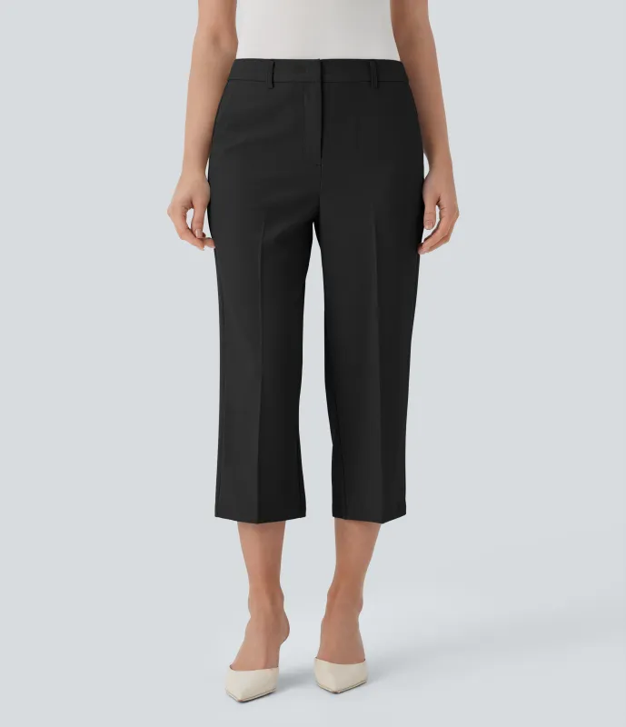 Halara Pantalón oficina capri tiro medio bolsillo lateral - Black - L(regular) sold by Halara
