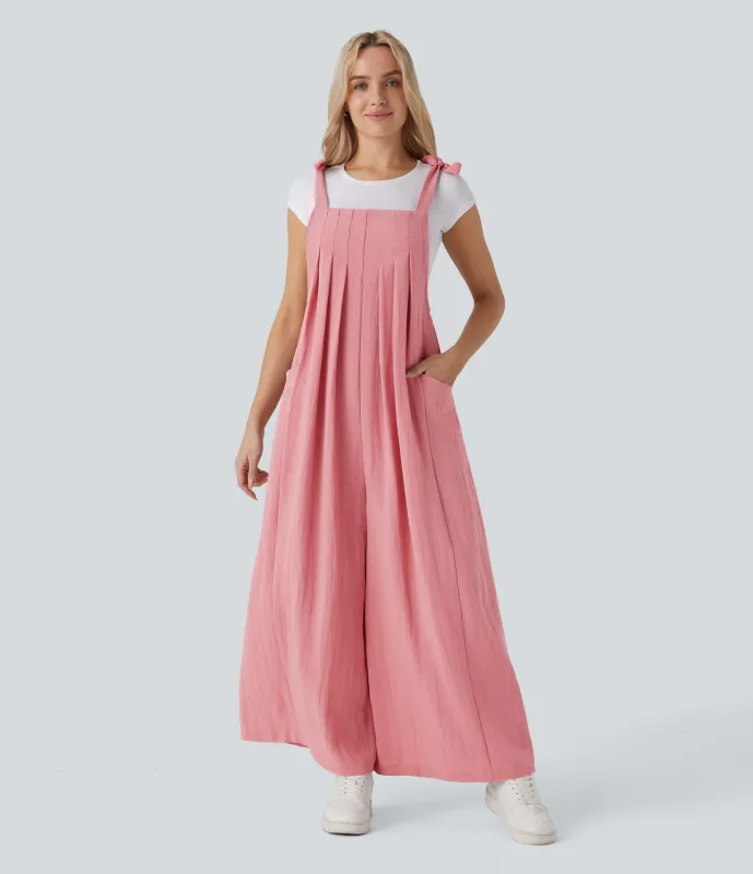 Halara Mono holgado tacto lino bolsillo lateral lazo ajustable fluido - Rosette - S(regular) made by Halara