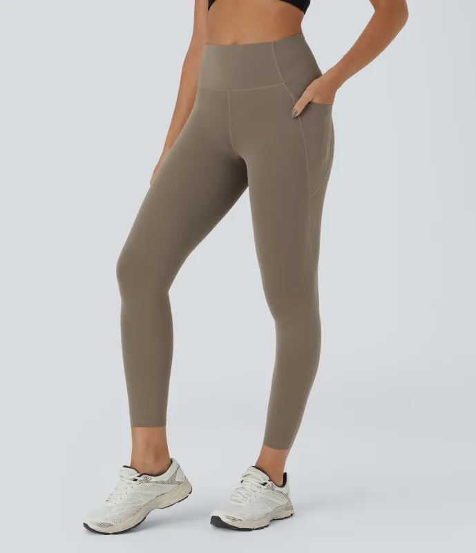 Halara Leggings deportivos moldeadores Halara UltraSculpt™ con tiro alto bolsillos laterales y efecto moldeador de abdomen - Dawn Brown - XS(7/8) sold by Halara