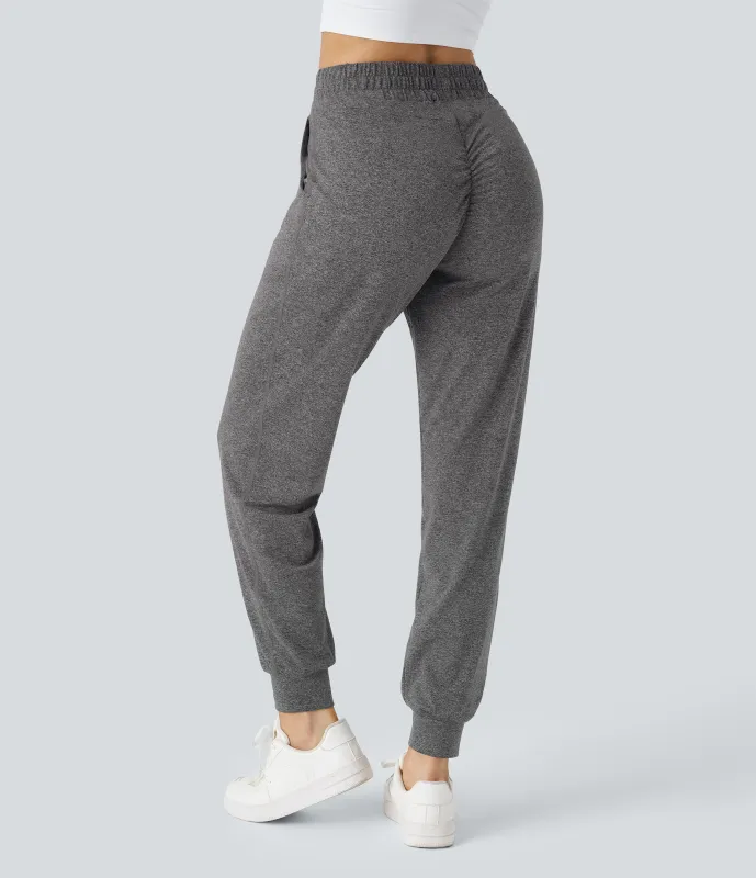 Halara Joggers yoga fruncido bolsillo lateral cordón tiro alto - Mottled Light Grey - S(regular) sold by Halara