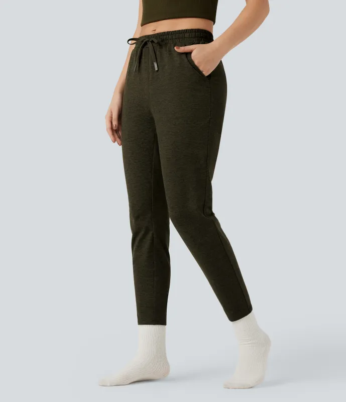 Halara Pantalones de descanso jaspeados de tiro medio con cordón y secado rápido con bolsillos - UPF 40+ - Shadow Moss - XL(regular) sold by Halara