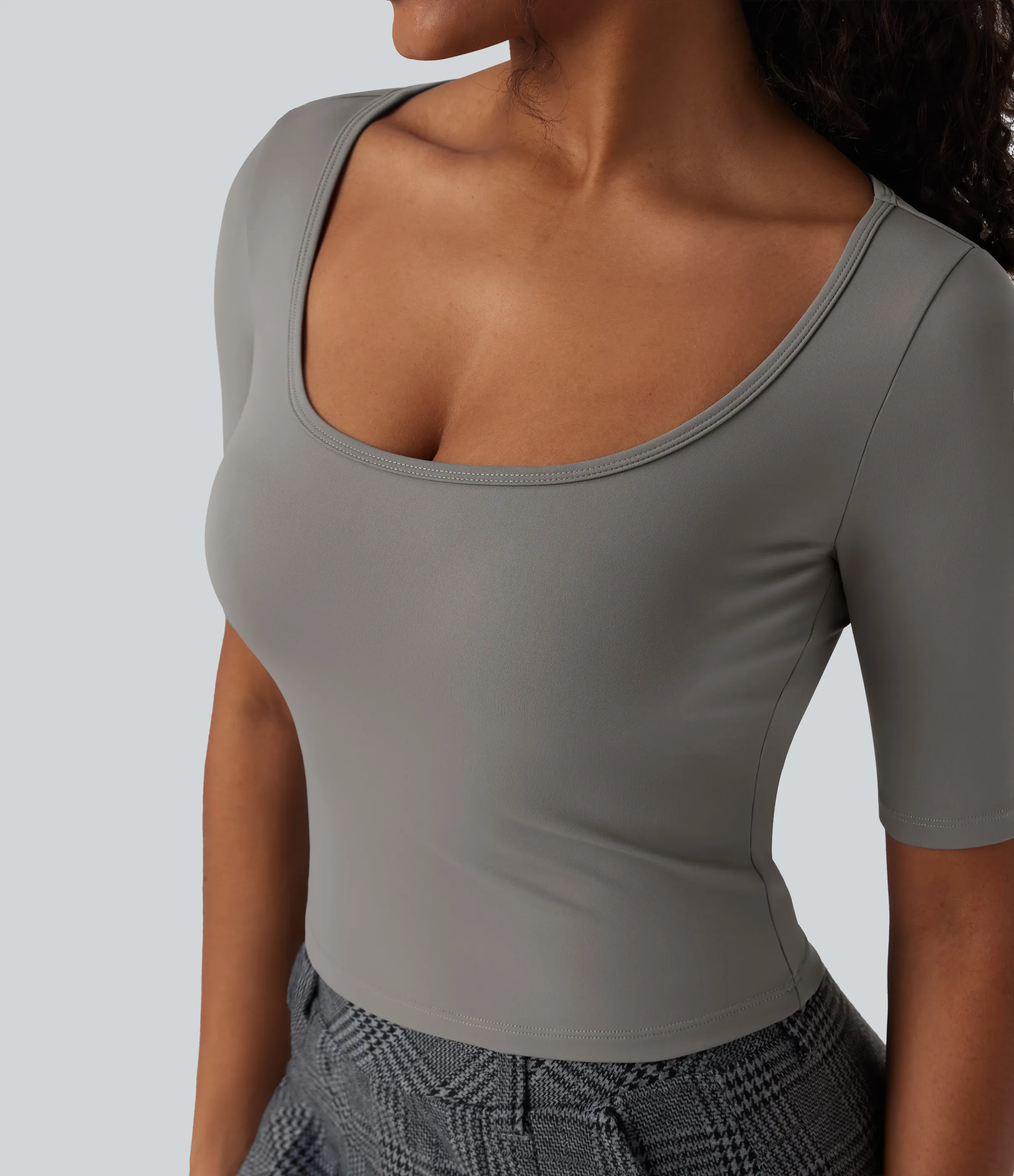 Halara Camiseta de oficina SoftlyZero™ de manga corta con cuello redondo y tacto fresco - Steeple Gray - M sold by Halara product image thumbnail 5