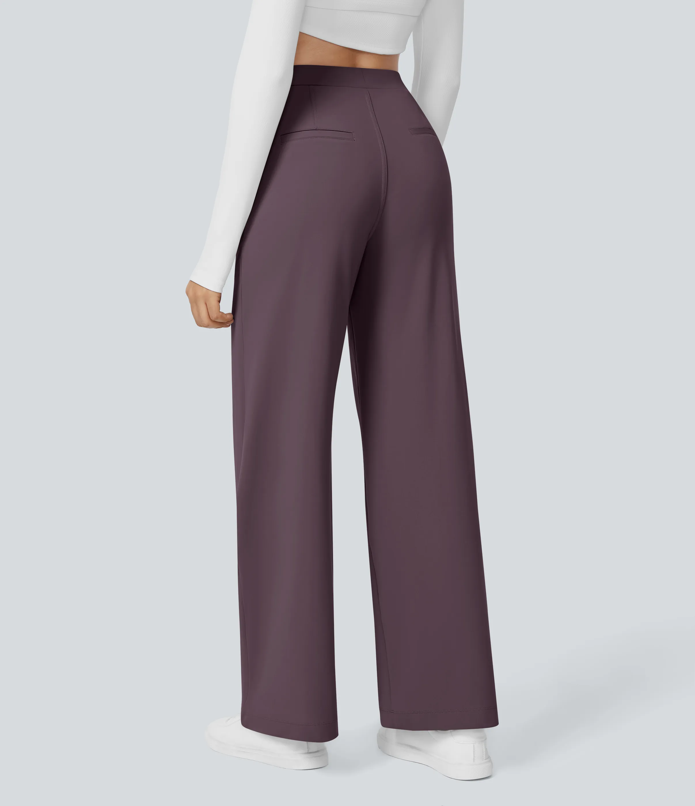 Halara Pantalón oficina pierna recta bolsillo lateral tiro alto pliegue - Dusky Evening purple - L(tall) sold by Halara product image thumbnail 2