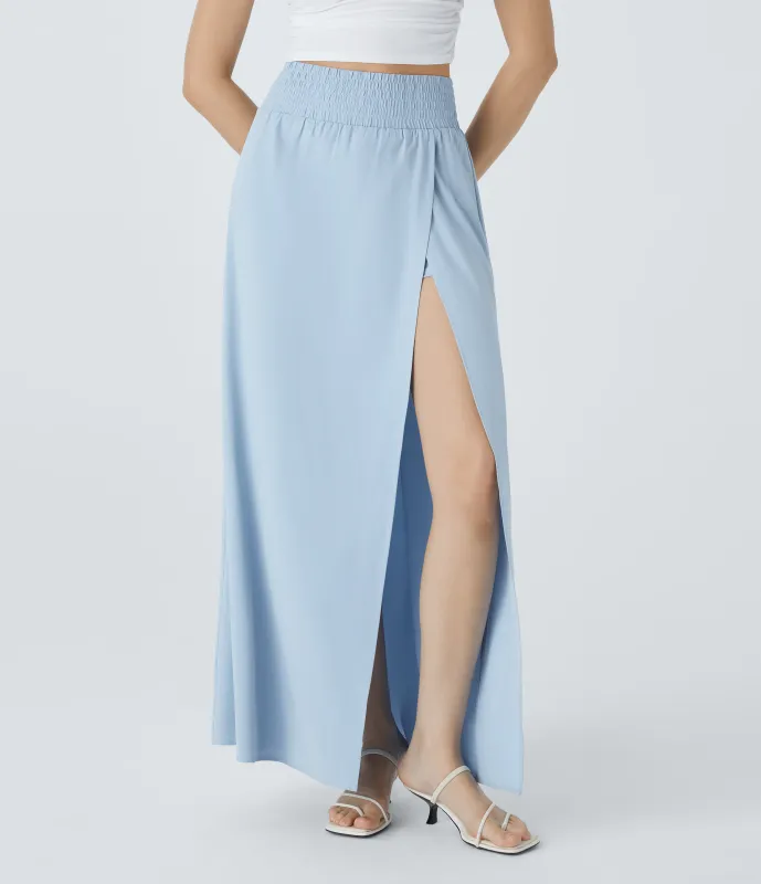 Halara Falda maxi Breezeful™ fluida secado rápido bolsillo lateral 2 en 1 dividida tiro alto - Ballad Blue - XL(regular) sold by Halara