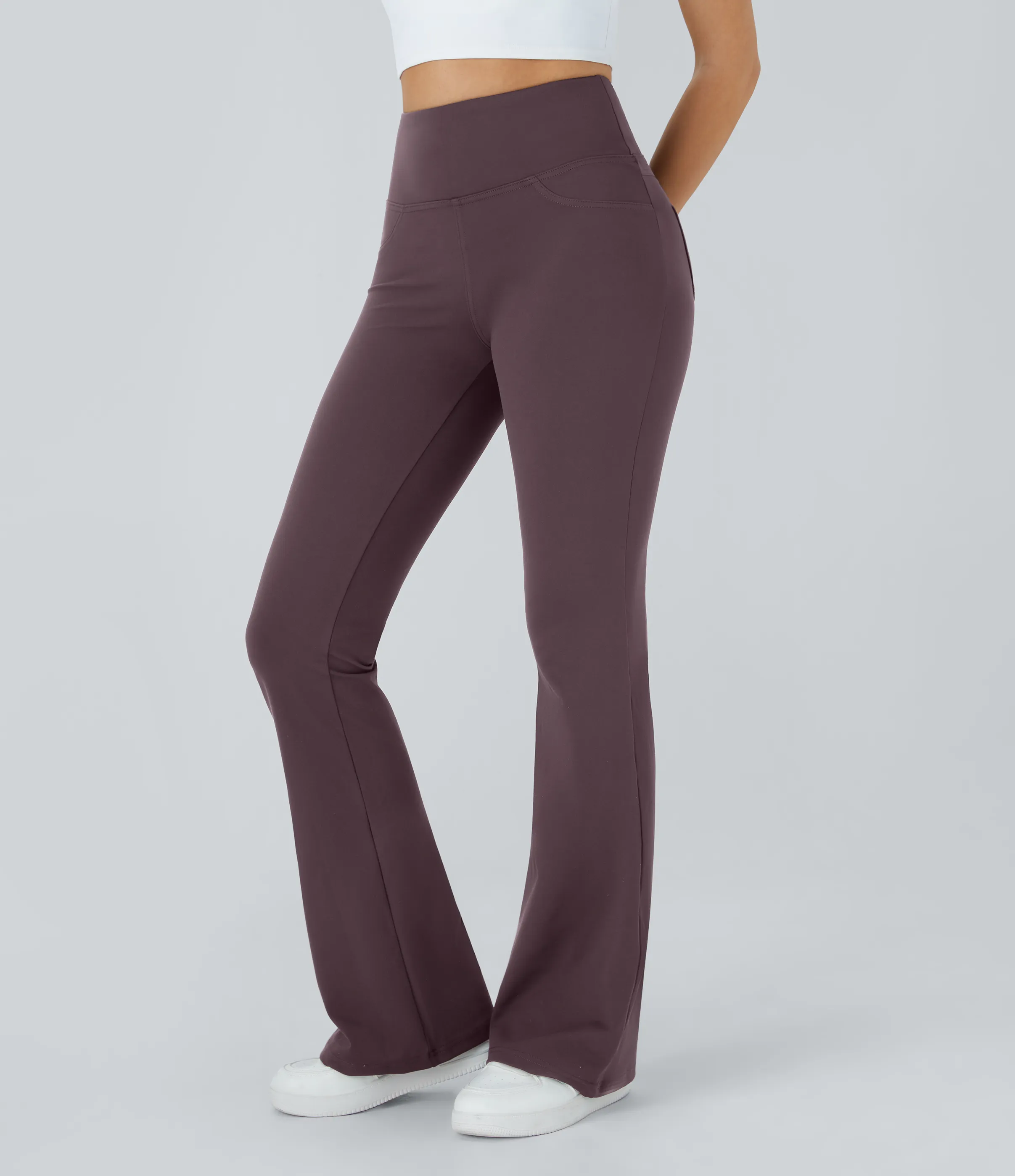 Halara Leggings de yoga acampanados de tiro alto con bolsillos - Dusky Evening purple - XL(regular) sold by Halara product image thumbnail 3