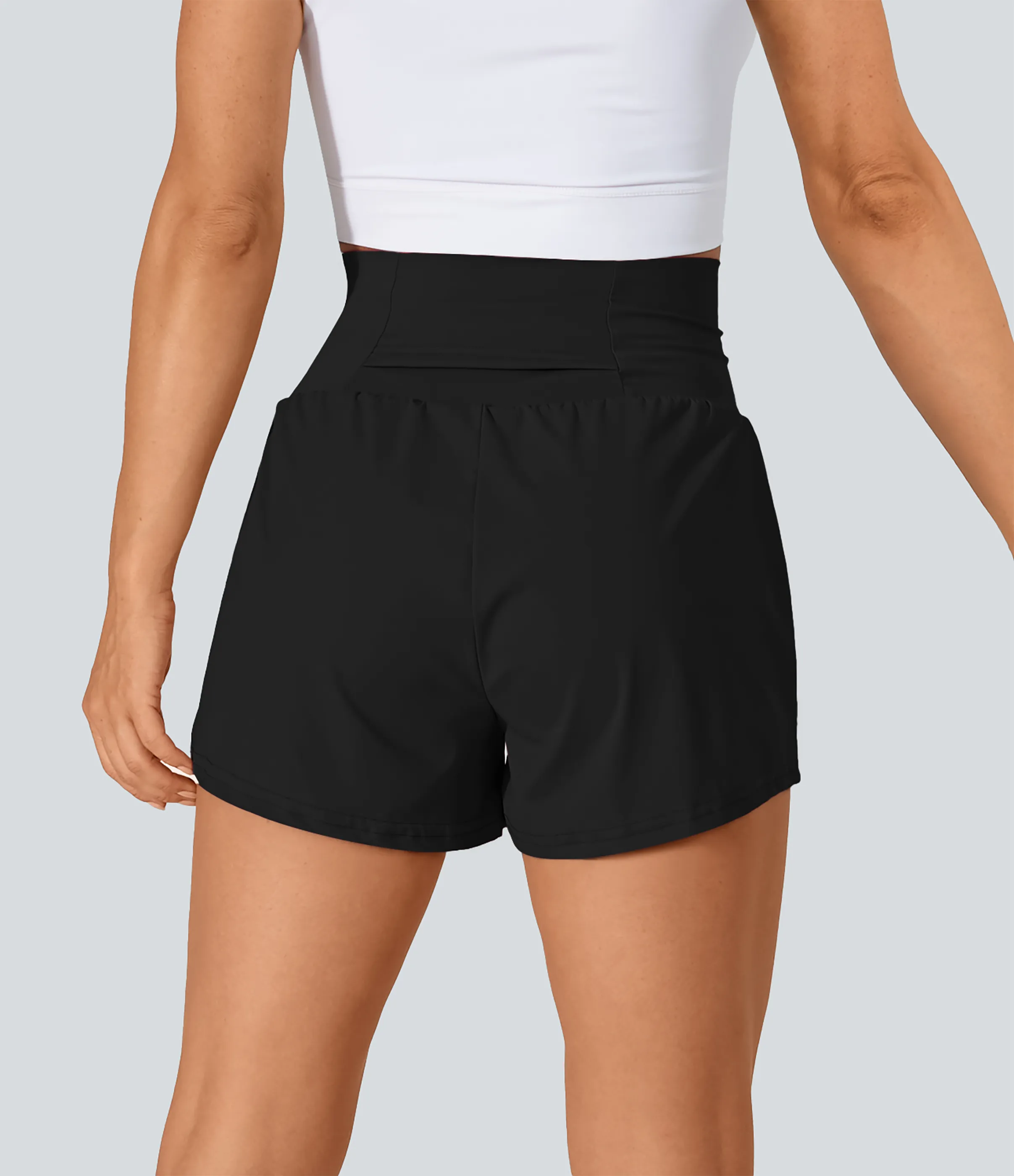 Halara Pantalón corto yoga 2 en 1 tiro alto bolsillo trasero lateral oculto 7.5cm - Black - XL sold by Halara product image thumbnail 3