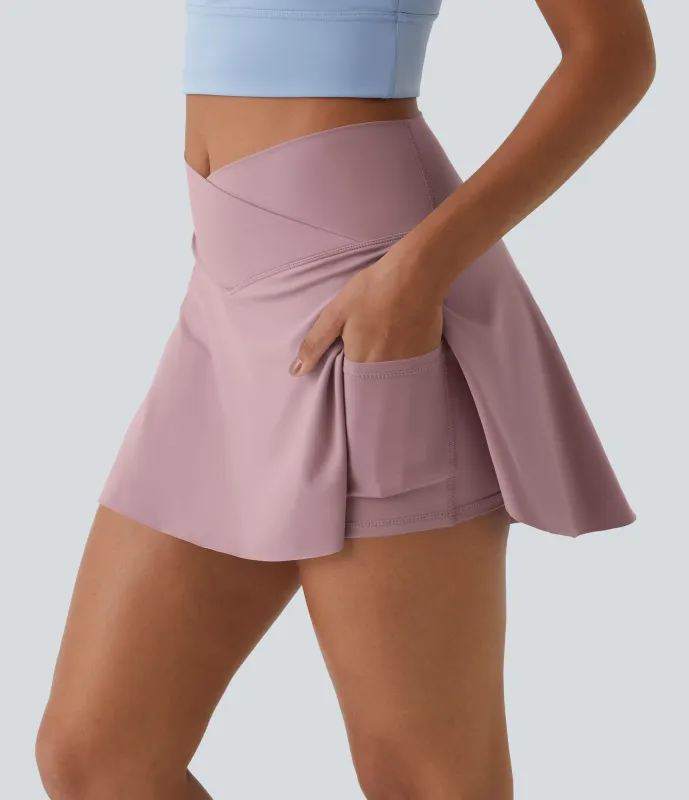 Halara Minifalda tenis Softlyzero™ Airy Crossover 2 en 1 bolsillo lateral tacto fresco tacto suave diario Lucid-UPF 50+ - Deep Lotus Pink - L sold by Halara