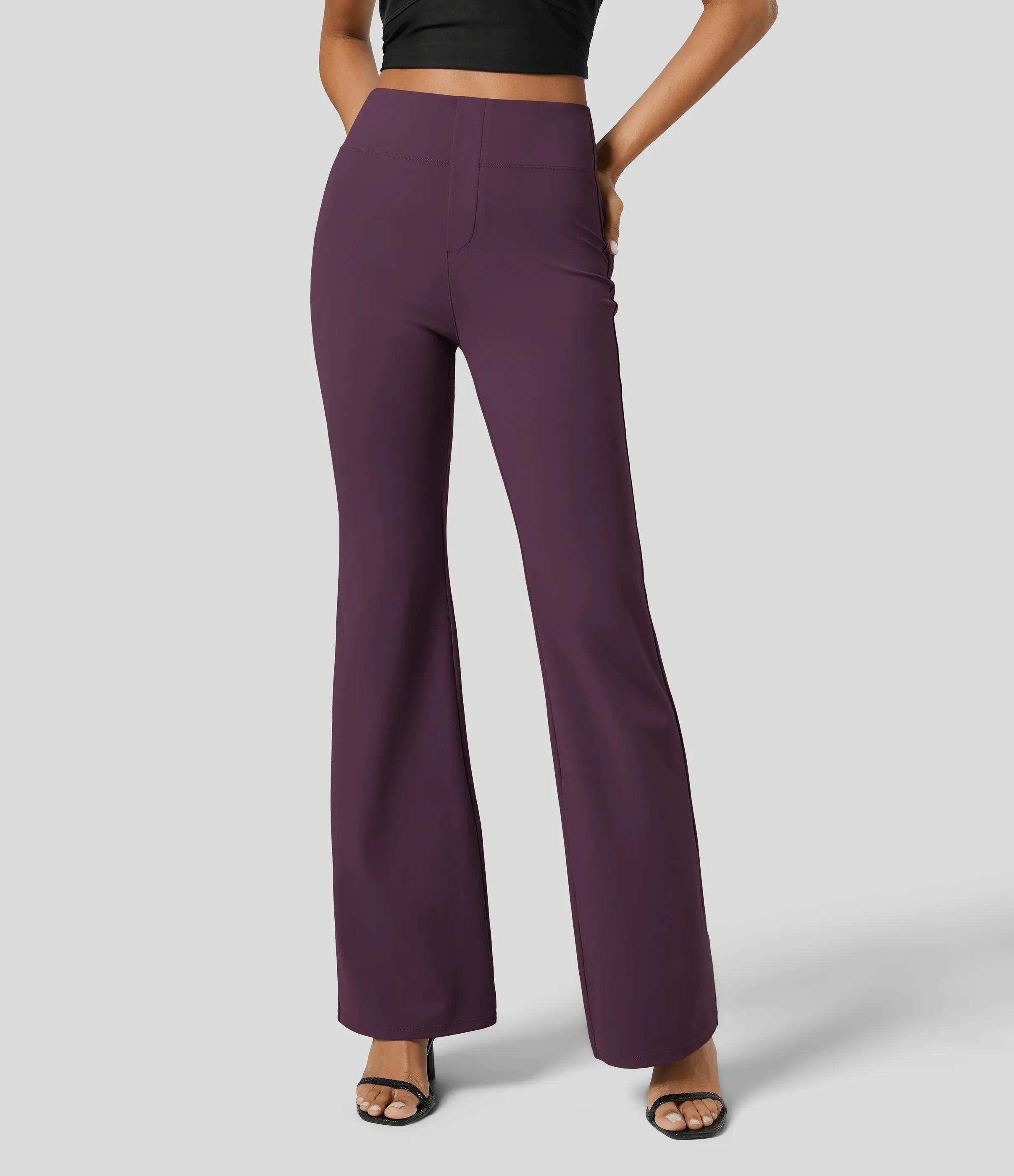 Halara Pantalón Halara Flex™ oficina tiro alto bolsillo trasero ligero acampanado - Night's Purple - XL(petite) sold by Halara product image thumbnail 4
