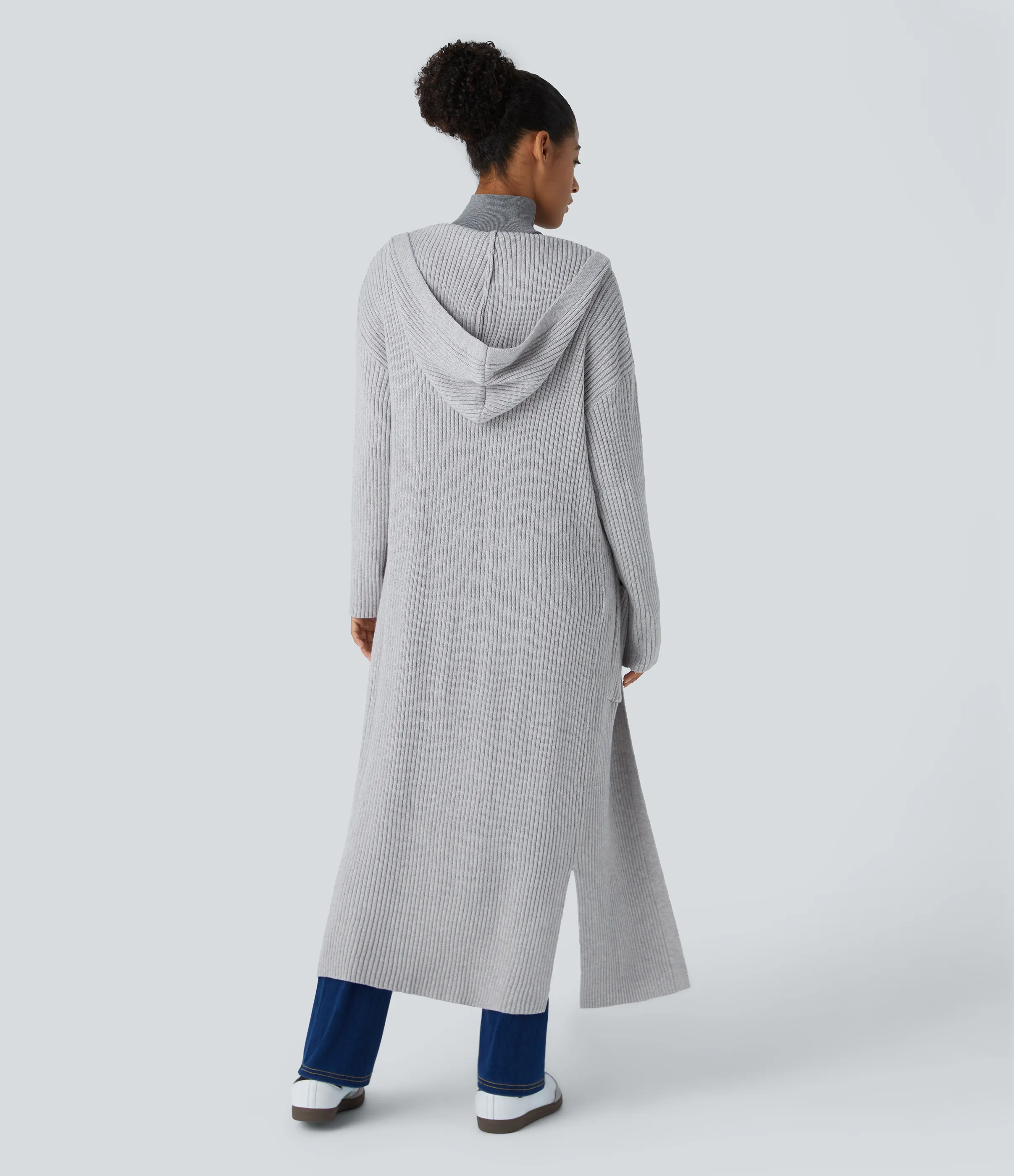 Halara Cárdigan manga larga capucha bolsillo lateral abertura - Grey - L sold by Halara product image thumbnail 3