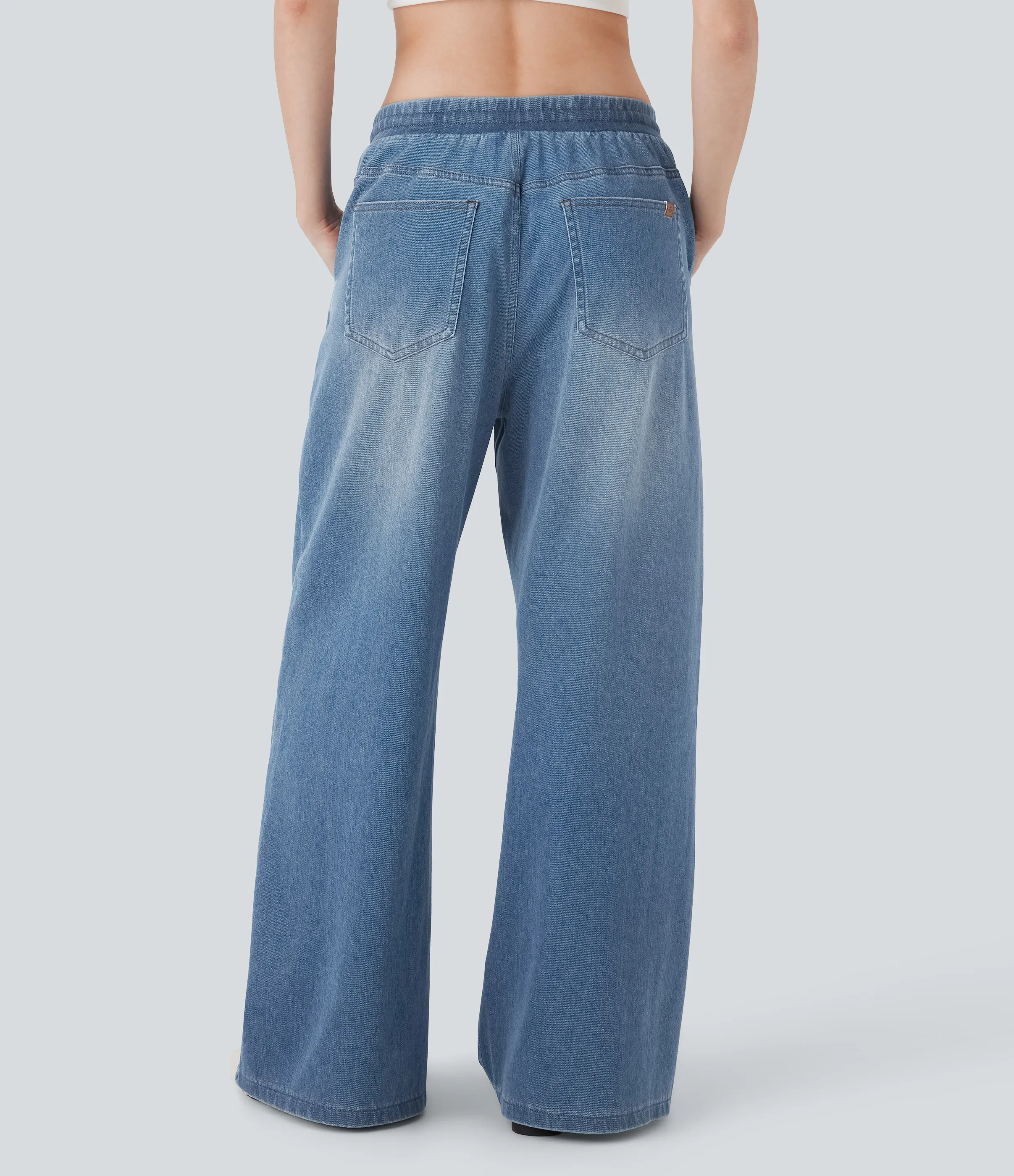 Halara Jeans Halara Flex™ Denim Baggy holgado tiro bajo elástico cordón múltiple bolsillo - Blue Jasper Denim - XS(regular) sold by Halara product image thumbnail 3