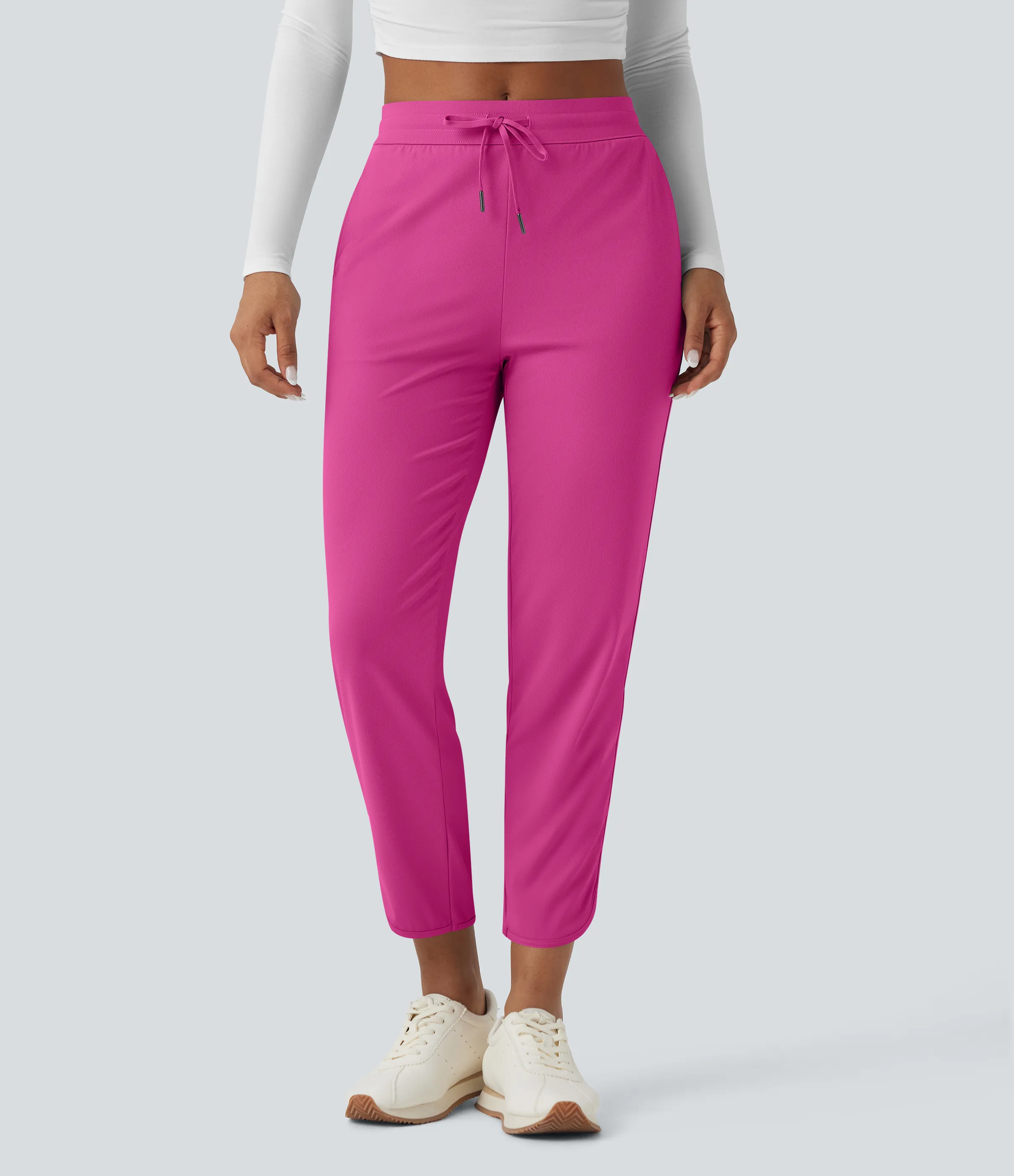 Halara Pantalones de golf ajustados de tiro medio con cordón, dobladillo curvo y secado rápido con bolsillos - UPF 40+ - Fuchsia Fedora - L(regular) sold by Halara product image thumbnail 4