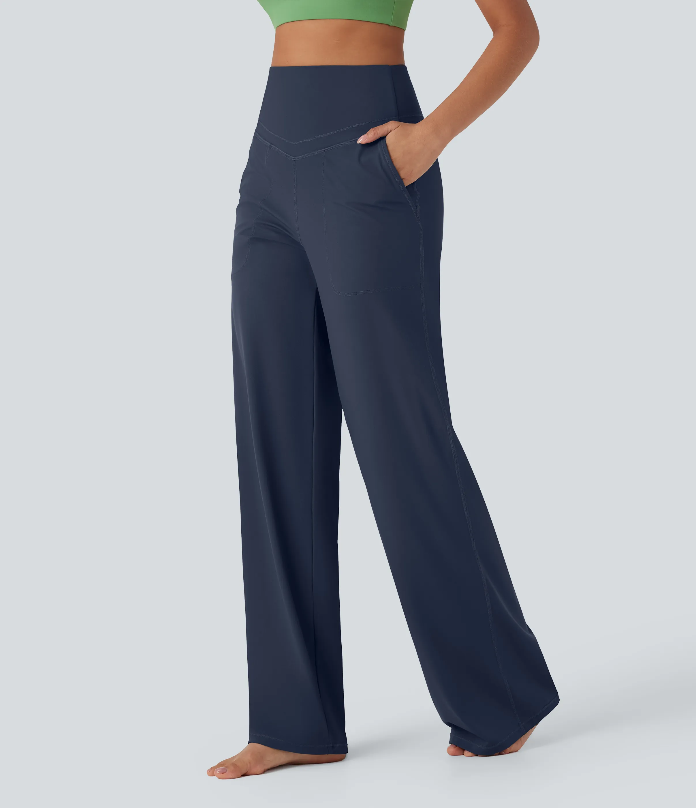 Halara Pantalones de yoga Halara UltraSculpt™ moldeadores de tiro alto con control de abdomen y pierna recta con bolsillos - Mood Indigo - S(regular) sold by Halara product image thumbnail 4