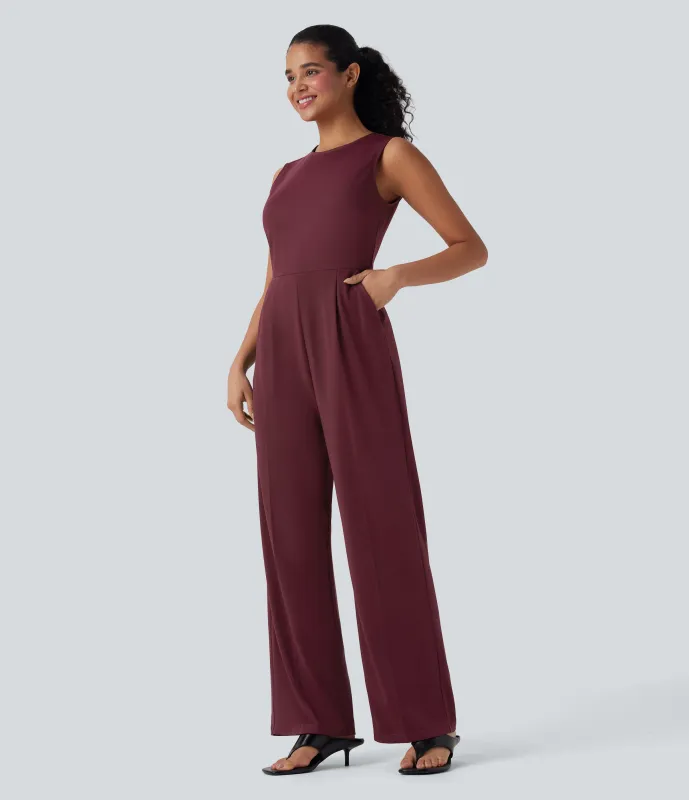 Halara Jumpsuit de oficina sin mangas con cremallera y bolsillos - Zinfandel - S(regular) sold by Halara