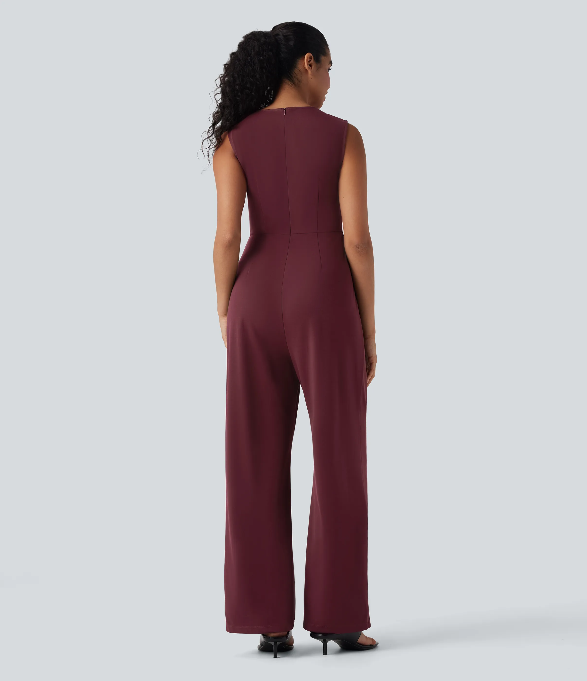 Halara Jumpsuit de oficina sin mangas con cremallera y bolsillos - Zinfandel - M(regular) sold by Halara product image thumbnail 3