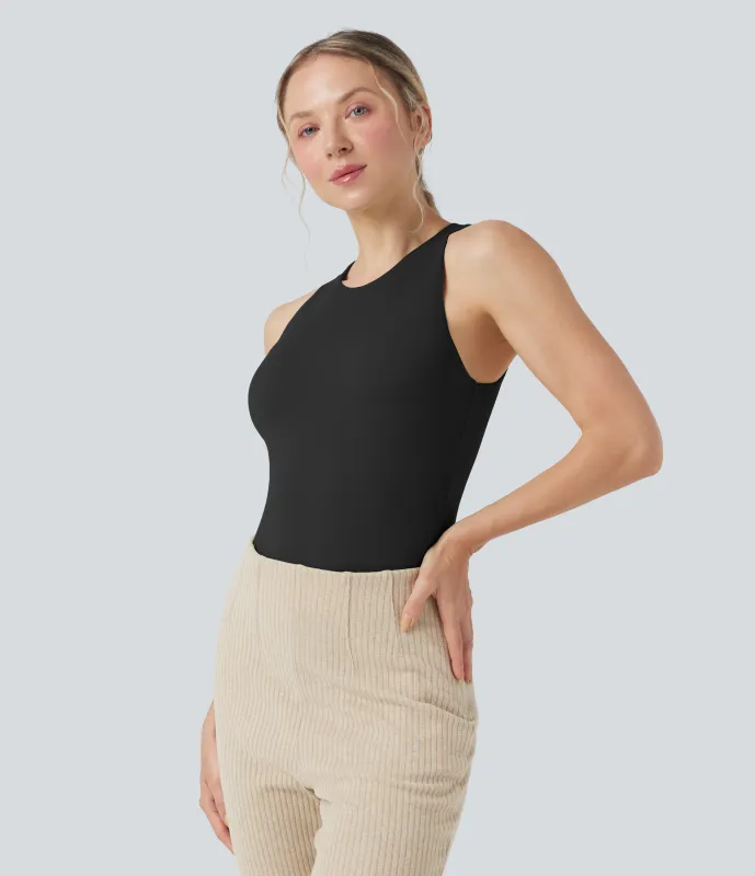 Halara Body de oficina ajustado SoftlyZero™ Airy sin mangas y cuello redondo - Black - L sold by Halara