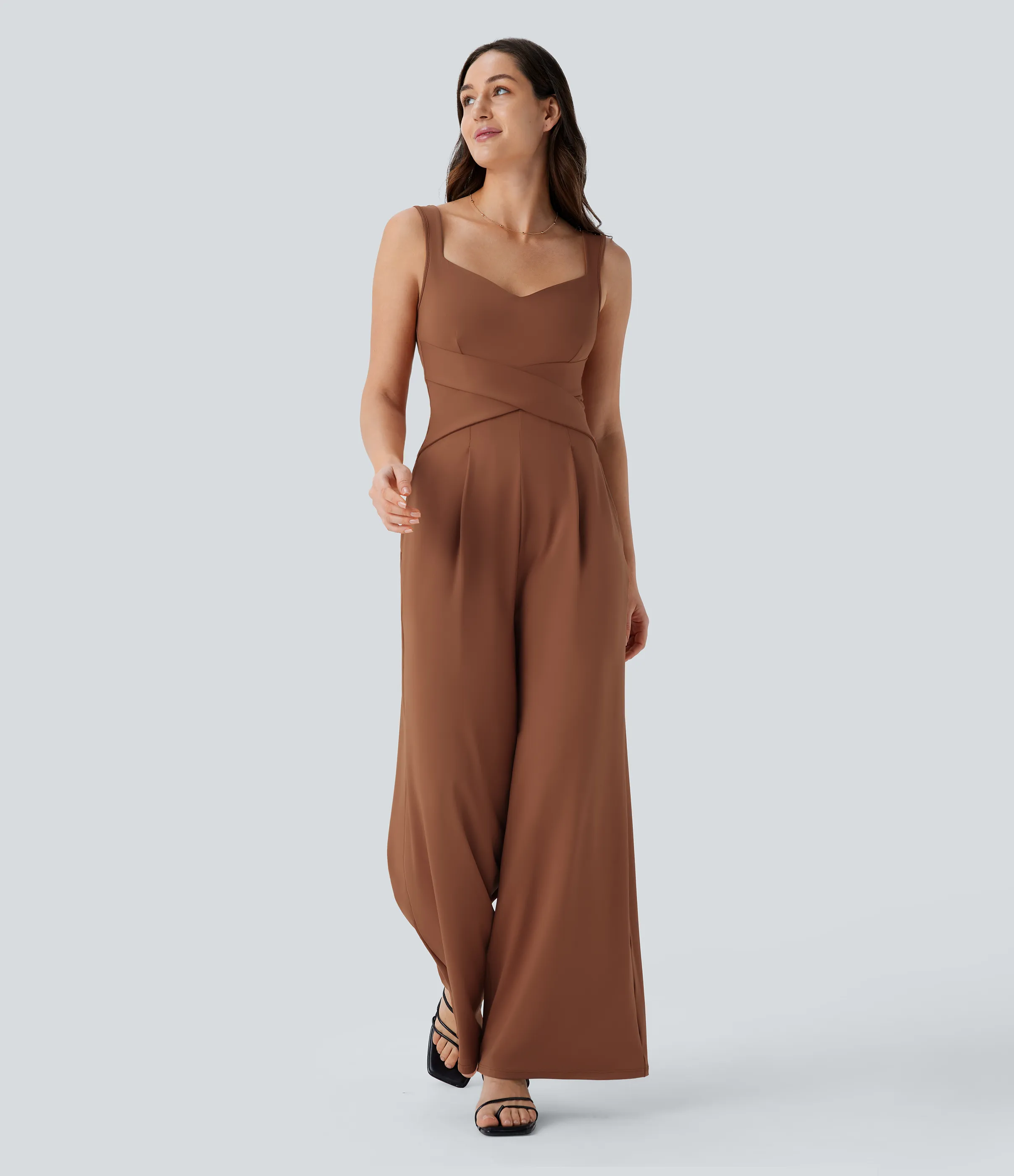 Halara Jumpsuit casual sin mangas con espalda en U y bolsillos - Rust Red - M(tall) sold by Halara product image thumbnail 2