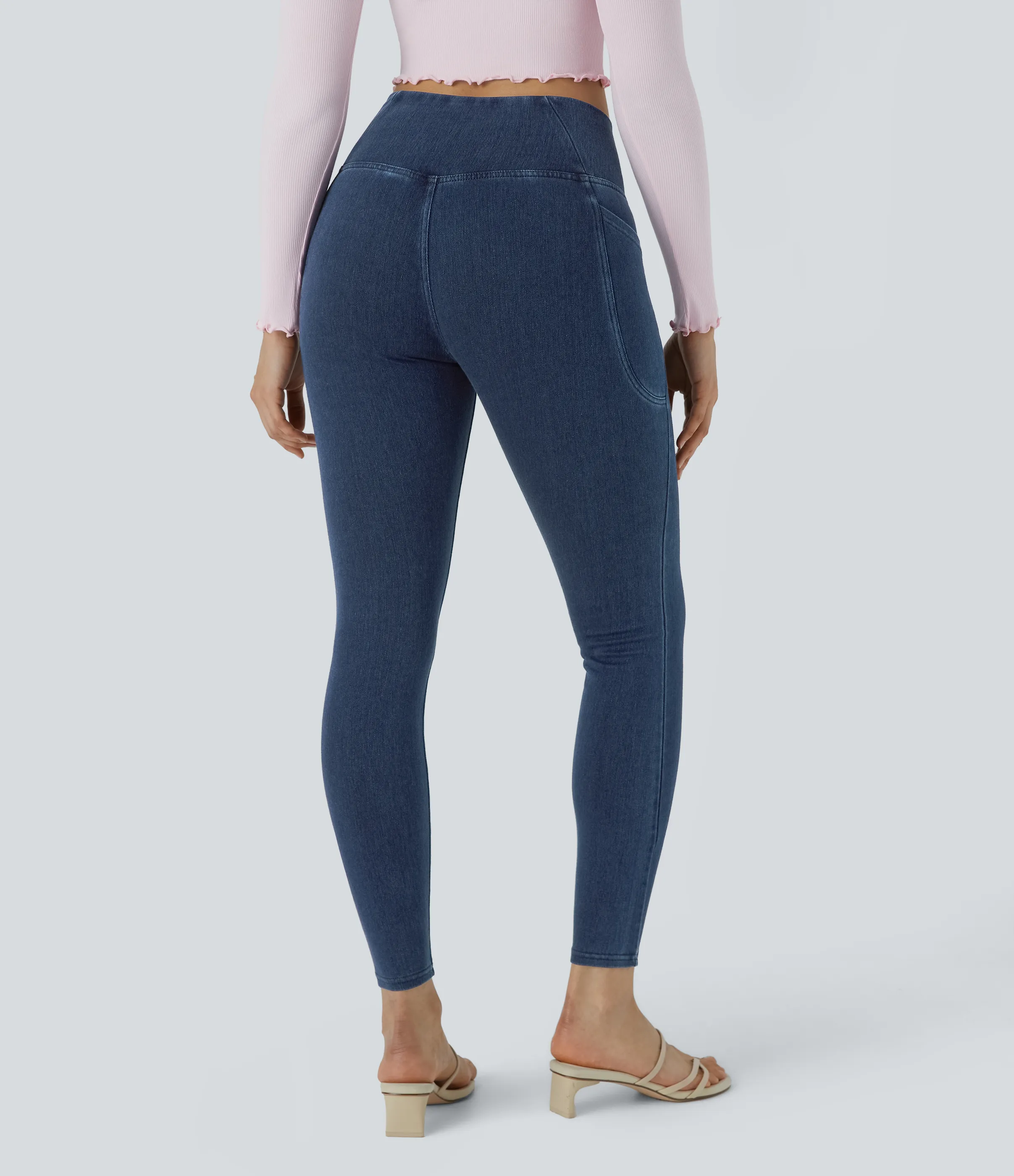 Halara Leggings Halara Flex™ Denim oficina mezclilla elástico lavado bolsillo lateral cruzado - Unitary Blue Denim - M(7/8) sold by Halara product image thumbnail 4