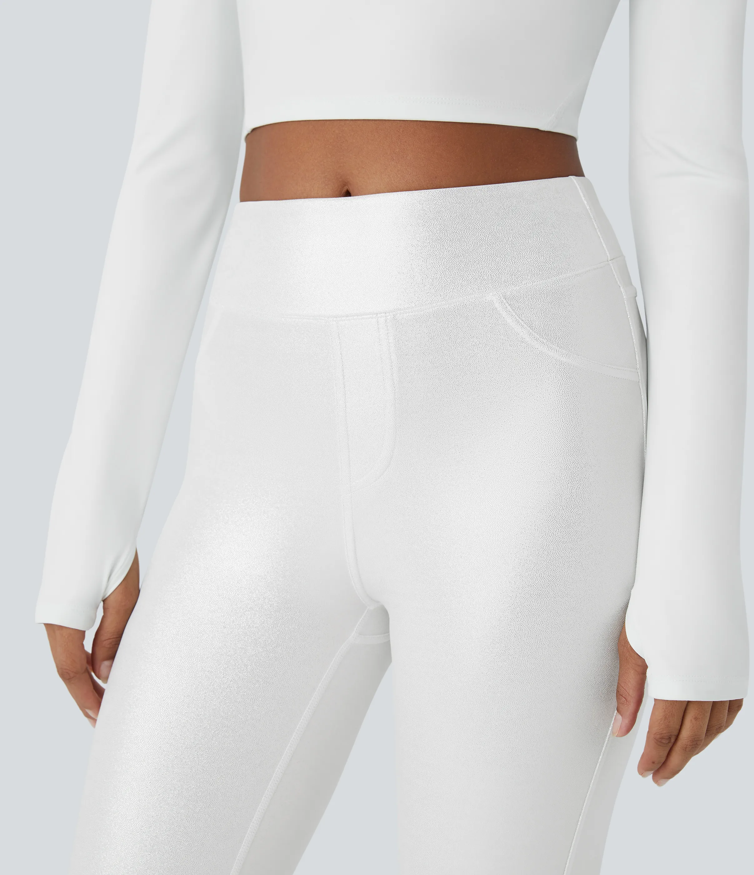 Halara Leggings oficina Softlyzero™ Faux Leather bolsillo lateral trasero tiro alto - Bright Skin Floating White - XL(full_length) sold by Halara product image thumbnail 5