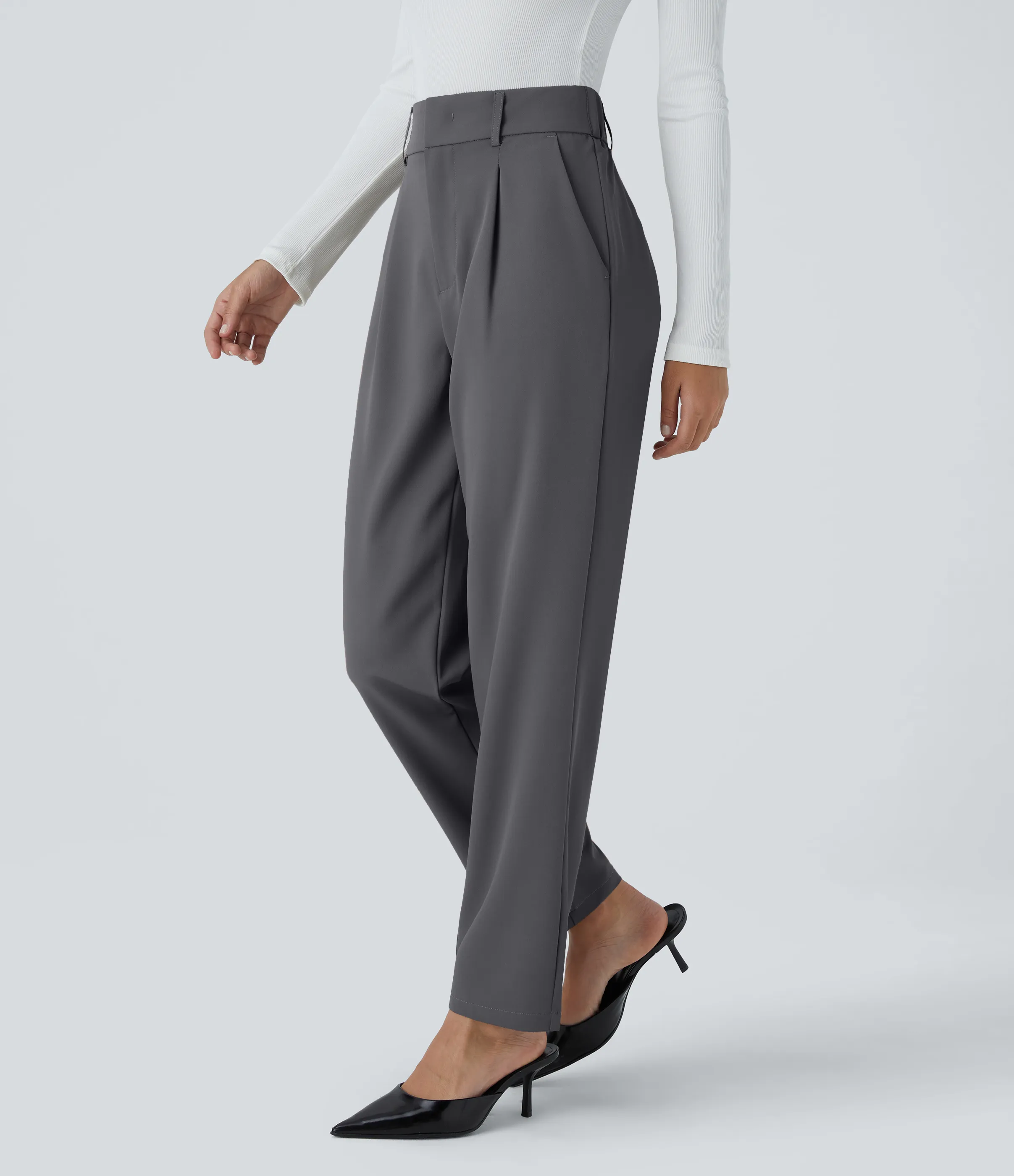 Halara Pantalón oficina ajustado tiro alto bolsillo lateral - Lead Grey - M(regular) sold by Halara product image thumbnail 4