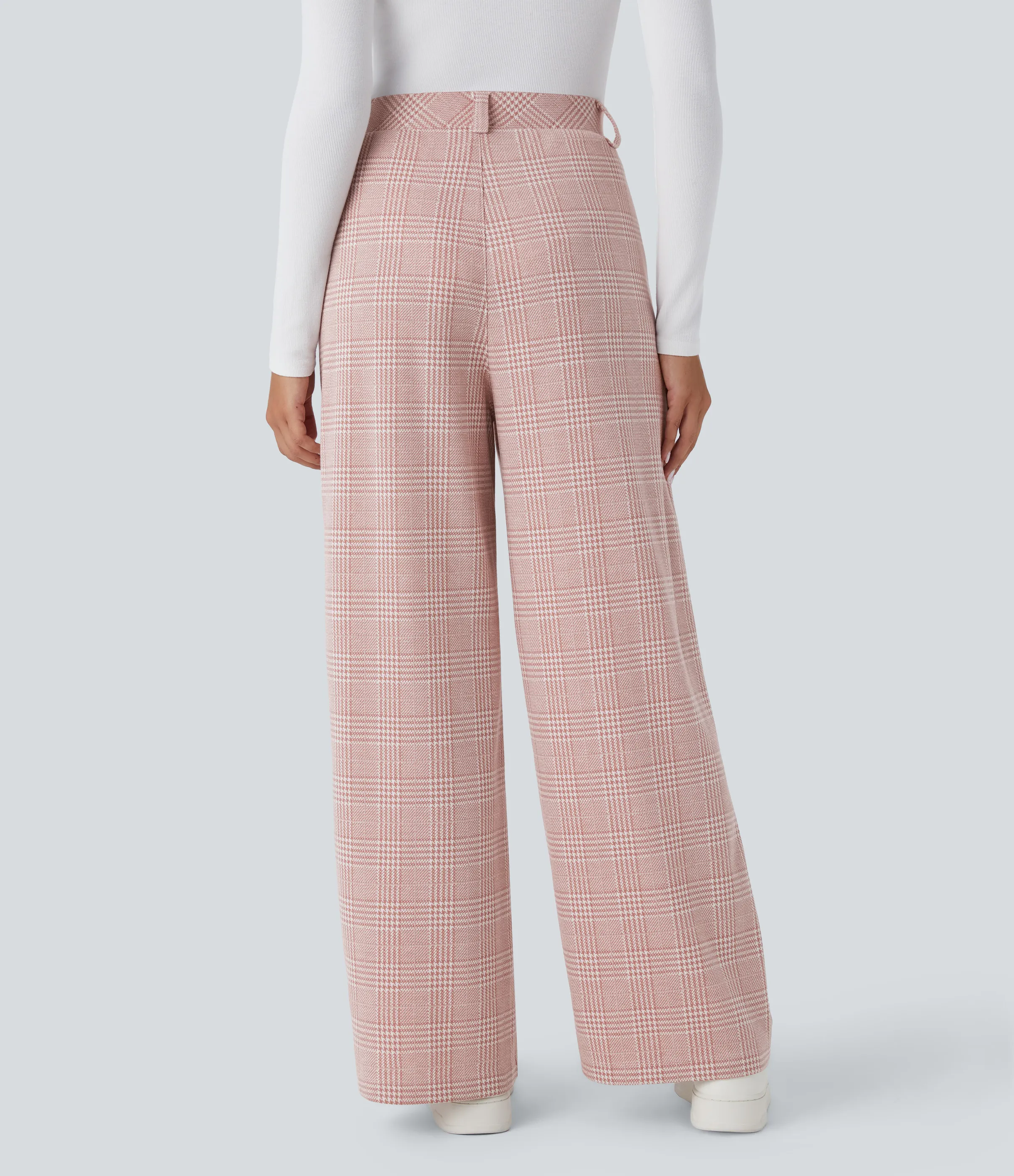 Halara Pantalón tiro alto bolsillo lateral pierna ancha estampado pata gallo - Bean Paste Houndstooth Plaid - XL(tall) sold by Halara product image thumbnail 3